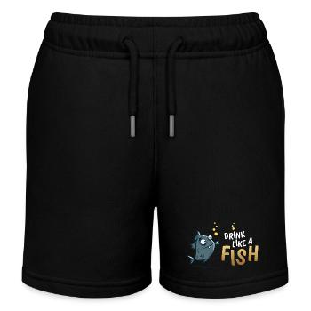 Drink als een vis Cartoonvis - Kinder sweatshort biologisch Stanley/Stella - zwart - Voor
