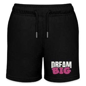Dream Big Bold Pink Typography - Kids Organic Sweat Shorts by Stanley/Stella - black - Front