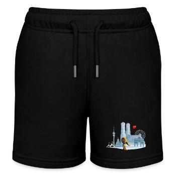 Skyline Munich avec Münchner Kindl et cœur - Short de jogging enfant bio Stanley/Stella - noir - Devant