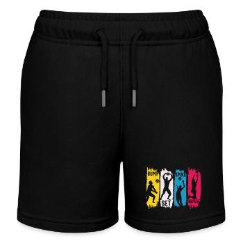Bump set spike repeat cool volleyball saying - Kids Organic Sweat Shorts by Stanley/Stella - black - Front
