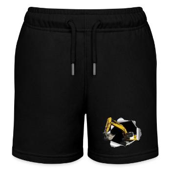 Excavator digs through his T-shirt - Kids Organic Sweat Shorts by Stanley/Stella - black - Front