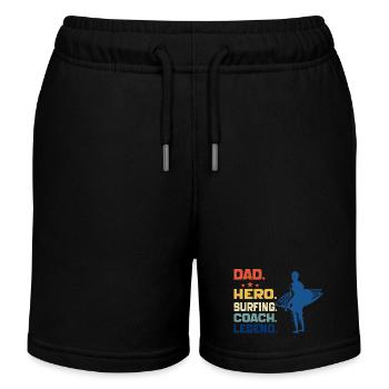 Papa Held Surf Coach Legende Lustig Surfen Papa - Kinder Organic Joggingshorts Mini Bolter von Stanley/Stella - Schwarz - Vorne