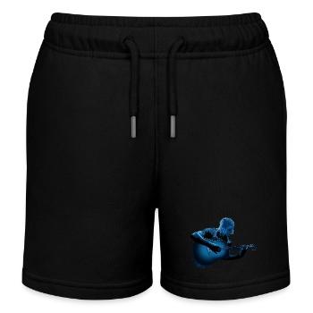 ACOUSTIC GUITAR ABSTRACT, MAN PLAYING, RETRO - Kids Organic Sweat Shorts by Stanley/Stella - black - Front