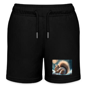Animaux mignons en hibernation – écureuil - Short de jogging enfant bio Stanley/Stella - noir - Devant