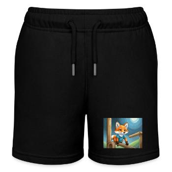 cute little fiend fox everyday life – playground - Kids Organic Sweat Shorts by Stanley/Stella - black - Front