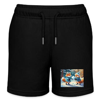 mignon petit renard démon vie quotidienne - jouer à la neige - Short de jogging enfant bio Stanley/Stella - noir - Devant