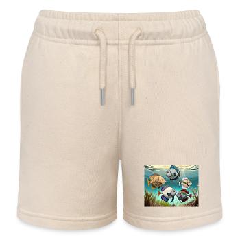 Cinq petits poissons (en allemand Fünf kleine Fische) - Short de jogging enfant bio Stanley/Stella - écru doux - Devant