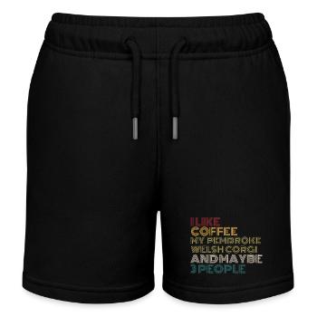 Coffee Lovers Pembroke Welsh Corgi Dog Owner Funny - Kids Organic Sweat Shorts by Stanley/Stella - black - Front