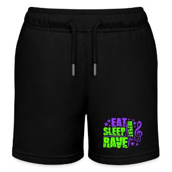 Eat Sleep Rave Repeat Food Sleep Raven Saying - Kids Organic Sweat Shorts by Stanley/Stella - black - Front
