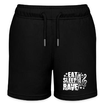 Eat Sleep Rave Repeat Essen Schlafen Raven Spruch - Kinder Organic Joggingshorts Mini Bolter von Stanley/Stella - Schwarz - Vorne
