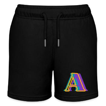 Buchstabe A mehrfarbig - originelle Geschenkidee - Kinder Organic Joggingshorts Mini Bolter von Stanley/Stella - Schwarz - Vorne