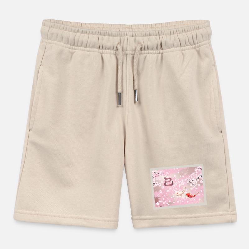 Chinese New Year 2025 Cherry Blossom Koi Fish Kids Organic Sweat Shorts by Stanley/Stella