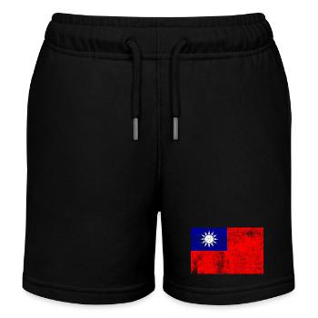 Taiwan Flagge Fahne Grunge Retro Vintage - Kinder Organic Joggingshorts Mini Bolter von Stanley/Stella - Schwarz - Vorne