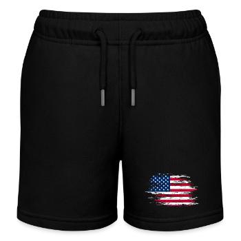 USA Flagge used - Kinder Organic Joggingshorts Mini Bolter von Stanley/Stella - Schwarz - Vorne