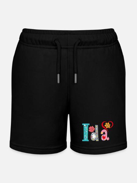Personalisierter Ida-Name - Kinder Organic Joggingshorts Mini Bolter von Stanley/Stella - Schwarz