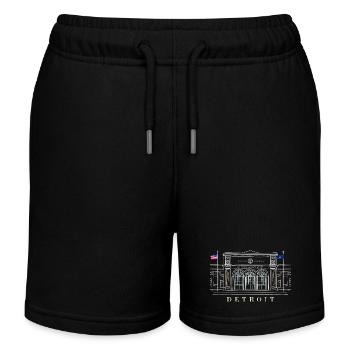 Detroit, Kunstmuseum, Michigan USA, Handzeichnung - Kinder Organic Joggingshorts Mini Bolter von Stanley/Stella - Schwarz - Vorne