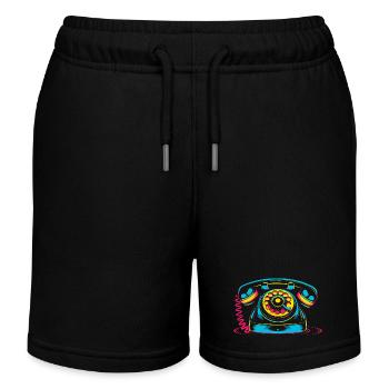 Retro Phone 80s - Kids Organic Sweat Shorts by Stanley/Stella - black - Front