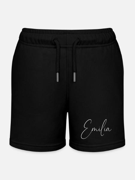 Emilia / Handwriting Design Personalized (White) - Kids Organic Sweat Shorts by Stanley/Stella - black
