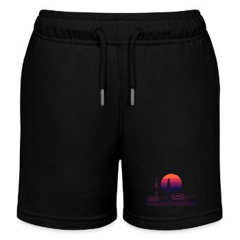 Sunset Skyline Neon Asia Seoul - Kids Organic Sweat Shorts by Stanley/Stella - black - Front