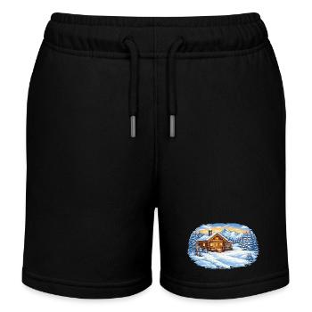 Refuge de ski d’hiver en montagne – Idylle alpin - Short de jogging enfant bio Stanley/Stella - noir - Devant
