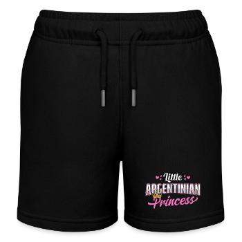 Argentinian Princess Pink Hearts Crown Design - Kids Organic Sweat Shorts by Stanley/Stella - black - Front