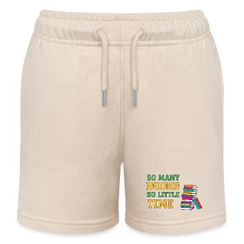 Bookworm Reading Book - Kids Organic Sweat Shorts by Stanley/Stella - soft Ecru - Front