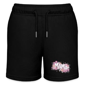 MAMA Fleurs Pastels et Nœuds Roses | Style Chic - Short de jogging enfant bio Stanley/Stella - noir - Devant