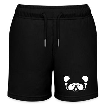 Un panda mignon avec des lunettes de nerd - Short de jogging enfant bio Stanley/Stella - noir - Devant
