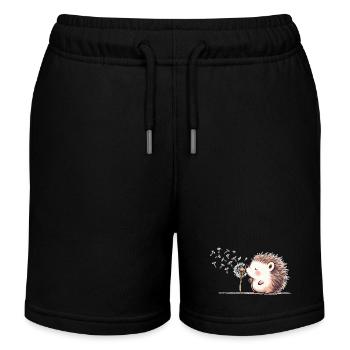 Igel mit Pusteblume - Kinder Organic Joggingshorts Mini Bolter von Stanley/Stella - Schwarz - Vorne