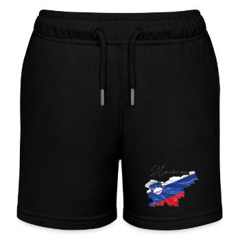 Slowenien Flagge in der Slowenien Landkarte EN - Kinder Organic Joggingshorts Mini Bolter von Stanley/Stella - Schwarz - Vorne