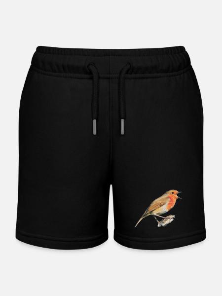 Rouge-gorge oiseau Robin - Short de jogging enfant bio Stanley/Stella - noir