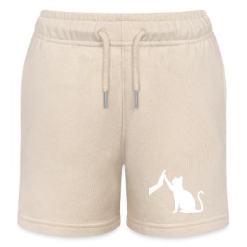 Silhouette Katzengrafik Lustige High Five Katzenbesitzer - Kinder Organic Joggingshorts Mini Bolter von Stanley/Stella - Natur - Vorne