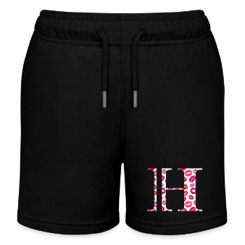Lettre h bisous - Short de jogging enfant bio Stanley/Stella - noir - Devant