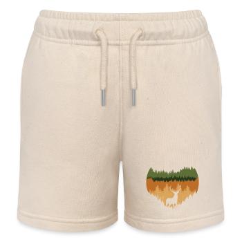 Forêt profonde et chevreuils - Short de jogging enfant bio Stanley/Stella - écru doux - Devant