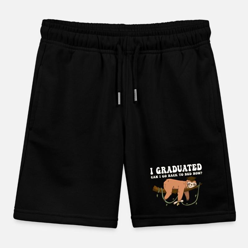 I Graduated Can I Go Back To Bed Now - Lazy Sloth Kids Organic Sweat Shorts by Stanley/Stella