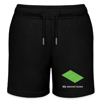 Fußball Platz grün lustiger Spruch - Kinder Organic Joggingshorts Mini Bolter von Stanley/Stella - Schwarz - Vorne