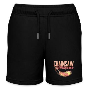 Chainsaw Whisperer Logging Lumberjack Logger - Kids Organic Sweat Shorts by Stanley/Stella - black - Front