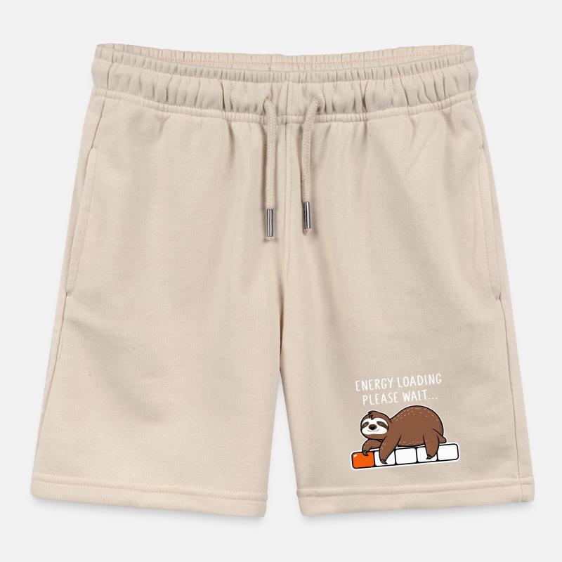 Sloth Energy Loading Please Wait Kids Organic Sweat Shorts by Stanley/Stella