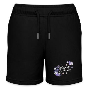 Lila Blumen Braut Team - Kinder Organic Joggingshorts Mini Bolter von Stanley/Stella - Schwarz - Vorne