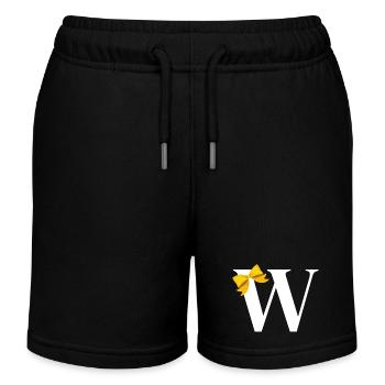 Buchstabe mit gelber Schleife - Kinder Organic Joggingshorts Mini Bolter von Stanley/Stella - Schwarz - Vorne