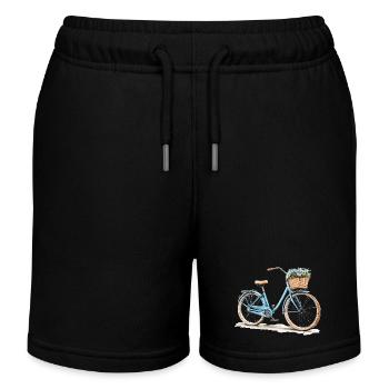 Vélo avec panier de fleurs - Short de jogging enfant bio Stanley/Stella - noir - Devant