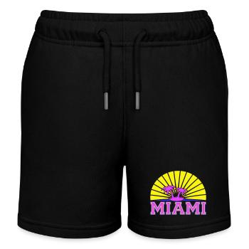 Miami USA Palmen Strand Sonne Amerika Florida Logo - Kinder Organic Joggingshorts Mini Bolter von Stanley/Stella - Schwarz - Vorne