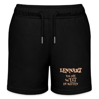 Lennart as a helper - Kids Organic Sweat Shorts by Stanley/Stella - black - Front