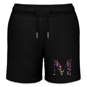 Personalisierter Blumenbuchstabe M - Geschenkidee - Kinder Organic Joggingshorts Mini Bolter von Stanley/Stella - Schwarz - Vorne