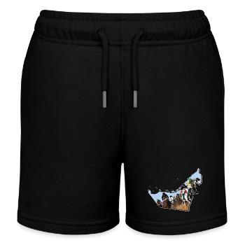 (VAE) Emirate Landkarte umrahmt Pferderennen - Kinder Organic Joggingshorts Mini Bolter von Stanley/Stella - Schwarz - Vorne