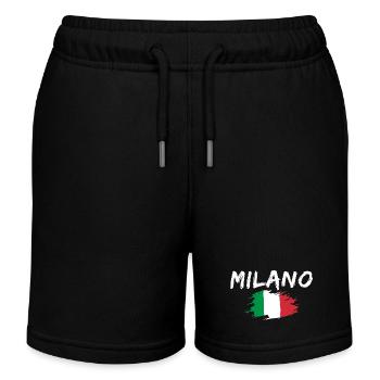 Milano Italy Flag Milan - Kids Organic Sweat Shorts by Stanley/Stella - black - Front