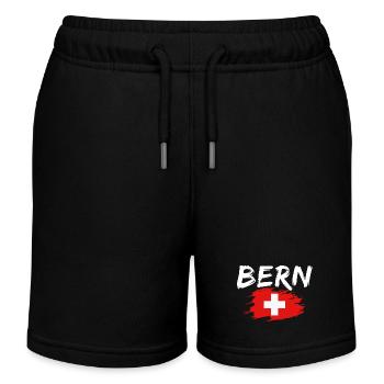 Bern Switzerland Flag - Kids Organic Sweat Shorts by Stanley/Stella - black - Front