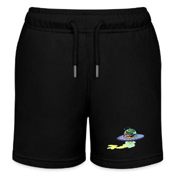 Alien alien spacecraft - Kids Organic Sweat Shorts by Stanley/Stella - black - Front