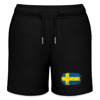 Swedish Brush Flag - Kids Organic Sweat Shorts by Stanley/Stella - black - Front