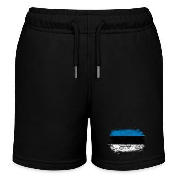 Blue-White Brushstroke Flag - Kids Organic Sweat Shorts by Stanley/Stella - black - Front